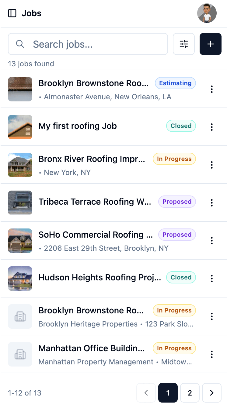 The Blocks mobile app — Jobs list